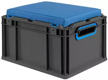 Proregal Eurobox Nextgen Seat Box Blau HxBxT 26,5x30x40cm 20 Liter Griffe Offen Schwarz Eurobeh&auml;lter Sitzbox Transportbox