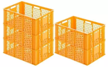 Proregal SparSet 5x Eurobeh&auml;lter B&auml;cker- und Konditorenkasten HxBxT 25 x 40 x 60 49 Liter Gelb-Orange Br&ouml;tchenkiste Stapelbare B&auml;ckerkiste