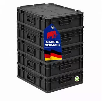 Proregal Supersparset 5x Eurobox Nextgen Portable HxBxT 13,5x40x60cm 23 Liter Schwarz Eurobeh&auml;lter Transportbox Transportbeh&auml;lter