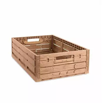 Proregal Klappbox Active Lock Holzdekor HxBxT 16,5x40x60cm Braun 33,2 Liter Kiste Faltbox Transportkiste Obstkiste Gem&uuml;sekiste