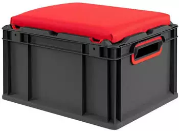 Proregal Eurobox Nextgen Seat Box Rot HxBxT 26,5x30x40cm 20 Liter Griffe Offen Schwarz Eurobeh&auml;lter Sitzbox Transportbox