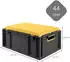 Proregal Eurobox Nextgen Seat Box Gelb HxBxT 26,5x40x60cm 44 Liter Griffe Offen Schwarz Eurobehälter Sitzbox Transportbox