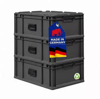 Proregal Supersparset 3x Eurobox Nextgen Portable HxBxT 23,5x40x60cm 44 Liter Schwarz Eurobeh&auml;lter Transportbox Transportbeh&auml;lter