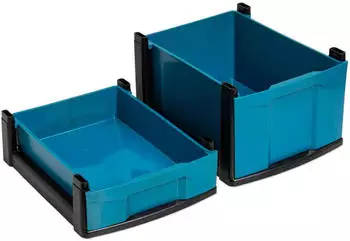 Betzold Box mit Rahmen aus biobasiertem treeNside-Material, Größe: klein, Rahmenfarbe: grauer Rahmen, Boxenfarbe: rot