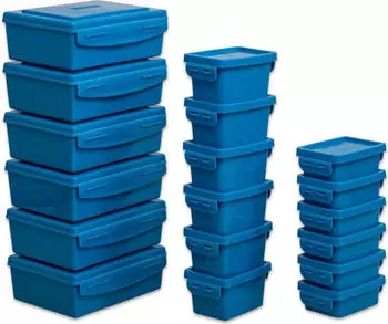 Betzold Aufbewahrungsboxen-Set, Farbe: blau, Setgr&ouml;&szlig;e: 18-tlg.