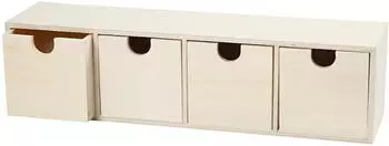 Creativ Company Schubladenbox aus Holz, 4 F&auml;cher, Setgr&ouml;&szlig;e: 1 St&uuml;ck