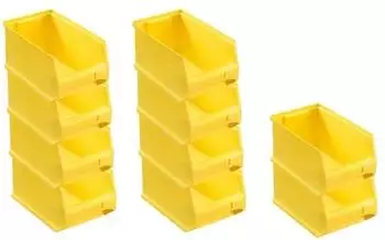 Proregal SparSet 10 x Gelbe Sichtlagerbox 3.0 HxBxT 12,5 x 14,5 x 23,5 cm 2,8 Liter Sichtlagerbeh&auml;lter Sichtlagerkasten
