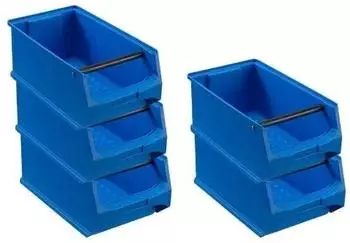 Proregal SparSet 5x Blaue Sichtlagerbox 4,1 mit Griffstange HxBxT 15 x 20 x 35 cm 7,2 Liter Sichtlagerbeh&auml;lter