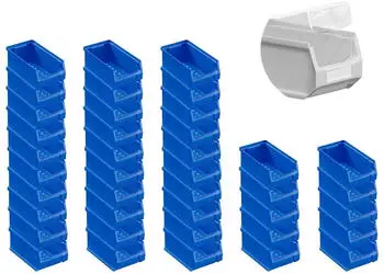 Proregal SuperSparSet 40 x Blaue Sichtlagerbox 2.0 Mit Abdeckung HxBxT 7,5 x 10 x 17,5 cm 0,8 Liter Sichtlagerbeh&auml;lter Sichtlagerkasten