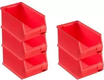 Proregal SparSet 5 x Rote Sichtlagerbox 3.0 HxBxT 12,5 x 14,5 x 23,5 cm 2,8 Liter Sichtlagerbeh&auml;lter Sichtlagerkasten