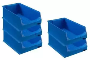 Proregal SparSet 5x Blaue Sichtlagerbox 5,0 HxBxT 20 x 30 x 50 cm 21,8 Liter Sichtlagerbeh&auml;lter