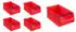 Proregal SparSet 5x Rote Sichtlagerbox 4,1 mit Griffstange HxBxT 15 x 20 x 35 cm 7,2 Liter Sichtlagerbehälter