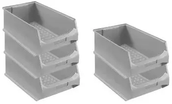Proregal SparSet 5x Graue Sichtlagerbox 5,0 HxBxT 20 x 30 x 50 cm 21,8 Liter Sichtlagerbeh&auml;lter