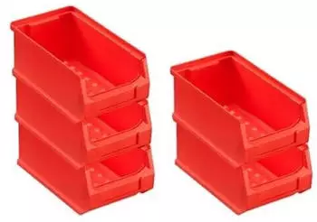 Proregal SparSet 5x Rote Sichtlagerbox 2,0 HxBxT 7,5 x 10 x 17,5 cm 0,8 Liter Sichtlagerbeh&auml;lter