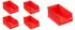 Proregal SparSet 5x Rote Sichtlagerbox 2,0 HxBxT 7,5 x 10 x 17,5 cm 0,8 Liter Sichtlagerbehälter