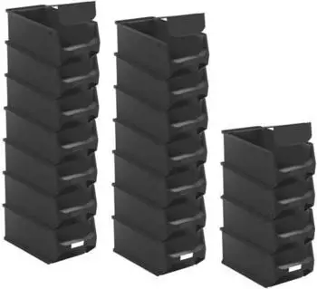 Proregal SuperSparSet 18 x Leitf&auml;hige Sichtlagerbox 4.0 Mit Abdeckung HxBxT 15 x 20 x 35 cm 7,2 Liter ESD Sichtlagerbeh&auml;lter Sichtlagerkasten