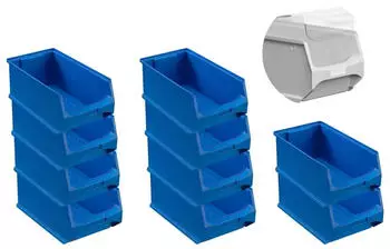 Proregal SparSet 10 x Blaue Sichtlagerbox 4.0 Mit Abdeckung HxBxT 15 x 20 x 35 cm 7,2 Liter Sichtlagerbeh&auml;lter Sichtlagerkasten