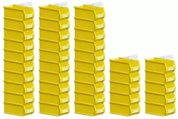 Proregal SuperSparSet 40 x Gelbe Sichtlagerbox 2.0 Mit Abdeckung HxBxT 7,5 x 10 x 17,5 cm 0,8 Liter Sichtlagerbeh&auml;lter Sichtlagerkasten