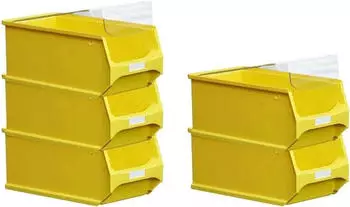 Proregal SparSet 5 x Gelbe Sichtlagerbox 4.0 Mit Abdeckung HxBxT 15 x 20 x 35 cm 7,2 Liter Sichtlagerbeh&auml;lter Sichtlagerkasten