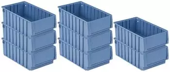Proregal SuperSparSet 8 x Regalkasten 400 BH Mit Etikett und Schutzhaube HxBxT 14 x 23,4 x 40 cm 9,9 Liter Sichtlagerkasten Sortimentskasten