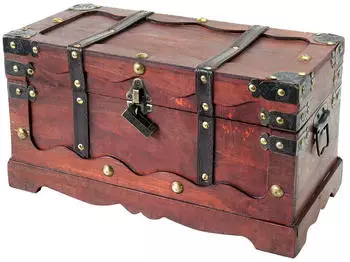 HMF 6400-140 Schatztruhe Holz Schloss 40 x 19 x 22 cm Frankreich