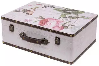 HMF VKO102 Vintage Koffer Holz 44 x 32 x 16 cm Deko Rose