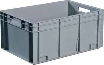 Tecwerk Transportbeh&auml;lter L600xB400xH150mm grau PP Durchfassgr.Seitenw.geschl.