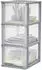 Iris Ohyama OCH-2300 Kunststoff Schubladenbox mit tiefen Schubladen Grau Easy-Pull-System