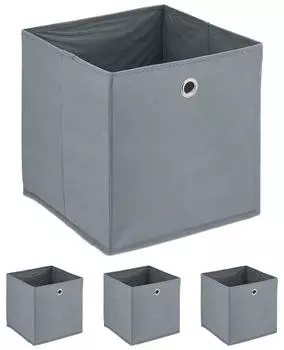 Relaxdays Graue Aufbewahrungsbox im 4er Set Silber rau