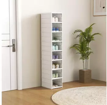 HomCom Schuhboxen Kunststoff ABS 35L x 26B x 140H cm Wei&szlig;