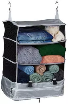 Relaxdays Gep&auml;ck-Organizer 4 F&auml;cher Polyester Grau Faltbar 55 cm x 44 cm x 30 cm 0,8 kg