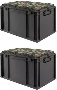 Proregal Sparset 2x Eurobox Nextgen Seat Box Camouflage HxBxT 36,5x40x60cm 65 Liter Griffe Geschlossen Schwarz