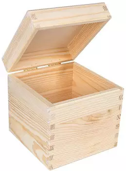 Creative Deco Quadratische Holzkiste mit Deckel, unlackiert, 16x16x16cm (JAN-CD-PZ430)