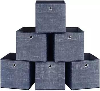 Songmics Aufbewahrungsboxen 6er-Set Vliesstoff faltbar 30x30x30cm Nebelblau (RFB006I01)