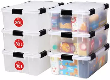 Iris Ohyama AT-LS Aufbewahrungsbox Kunststoff 30L transparent, luftdicht, stapelbar (104711)