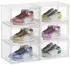 Songmics Stapelbare Schuhboxen mit Tür, Transparent Weiß, Kunststoff, 33x28,5x19,2cm (LSP506W01)