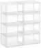 Songmics Stapelbare Schuhboxen mit Tür, Transparent Weiß, Kunststoff, 33x28,5x19,2cm (LSP506W01)