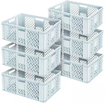 BRB Eurobeh&auml;lter durchbrochen/Stapelkorb 600x400x240mm lebensmittelecht wei&szlig;, 6er-Set (21426)