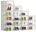 Songmics Schuhboxen 18er Set, faltbar & stapelbar, transparent-haferflockenbeige (LSP18SW30)