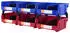 VEVOR Sichtlagerboxen Stapelboxen Kunststoff Blau/Rot 6er-Set