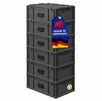 Proregal Supersparset 6x Eurobox Nextgen Portable HxBxT 23,5x40x60cm 44 Liter Schwarz Eurobeh&auml;lter Transportbox Transportbeh&auml;lter