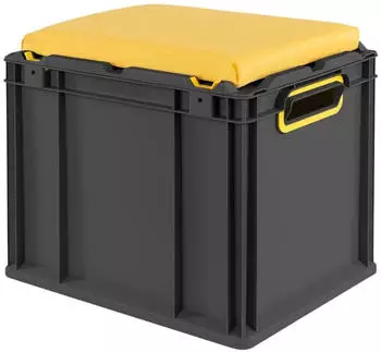 Proregal Eurobox Nextgen Seat Box Gelb HxBxT 36,5x30x40cm 30 Liter Griffe Offen Schwarz Eurobeh&auml;lter Sitzbox Transportbox