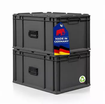 Proregal Supersparset 2x Eurobox Nextgen Portable HxBxT 33,5x40x60cm 65 Liter Schwarz Eurobeh&auml;lter Transportbox Transportbeh&auml;lter