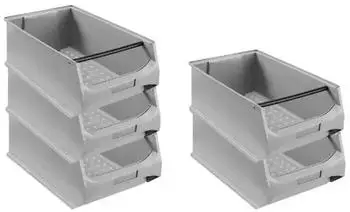 Proregal SparSet 5x Graue Sichtlagerbox 5,1 mit Griffstange HxBxT 20 x 30 x 50 cm 21,8 Liter Sichtlagerbeh&auml;lter