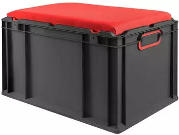 Proregal Eurobox Nextgen Seat Box Rot HxBxT 36,5x40x60cm 65 Liter Griffe Geschlossen Schwarz Eurobeh&auml;lter Sitzbox Transportbox