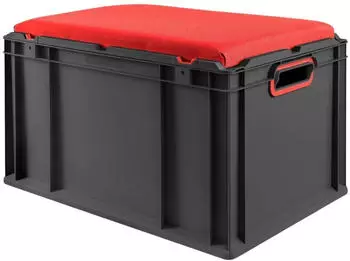 Proregal Eurobox Nextgen Seat Box Rot HxBxT 36,5x40x60cm 65 Liter Griffe Offen Schwarz Eurobeh&auml;lter Sitzbox Transportbox