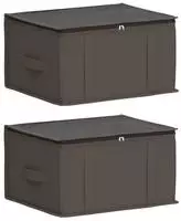 vidaXL Aufbewahrungsbox mit transparentem Oberfenster 2 pcs Grau