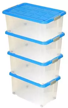 BigDean 4 St&uuml;ck Gro&szlig;e Eurobox mit Deckel und Rollen Aufbewahrungsbox 60 X 40 X 32 cm