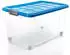 BigDean 3 Stück 60 L Aufbewahrungsbox mit Deckel Groß Azurblau Stapelbare Robuste Box