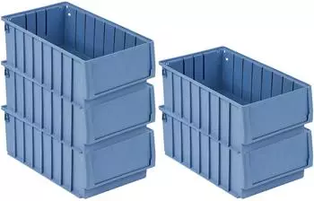 Proregal SparSet 5 x Regalkasten 400 BH Mit Etikett und Schutzhaube HxBxT 14 23,4 40 cm 9,Liter Sichtlagerkasten Sortimentskasten